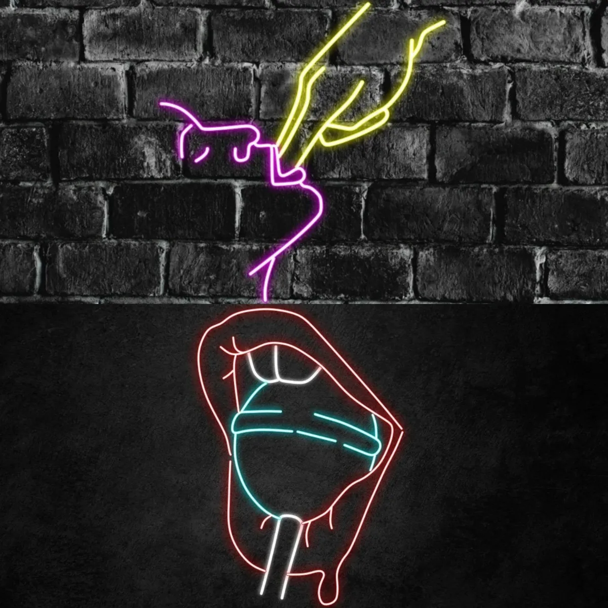 Неоновые светильники в виде губ и леденцов дневное освещение с логотипом для