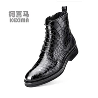kexima hanlante new nile crocodile leather shoes male business casual shoes british lace up high help men short boots