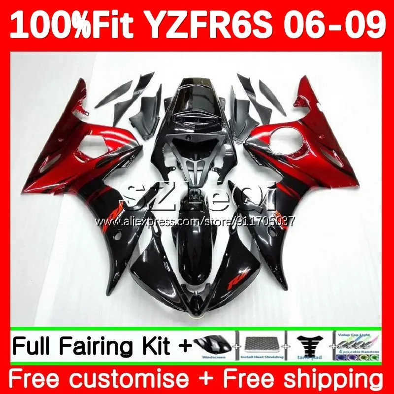 

Красное пламя инъекционный корпус для YAMAHA YZF R6S R6 S YZF600 YZF-R6S YZFR6S 06 07 08 09 2006 2007 2008 2009 OEM Обтекатели 127LQ.0