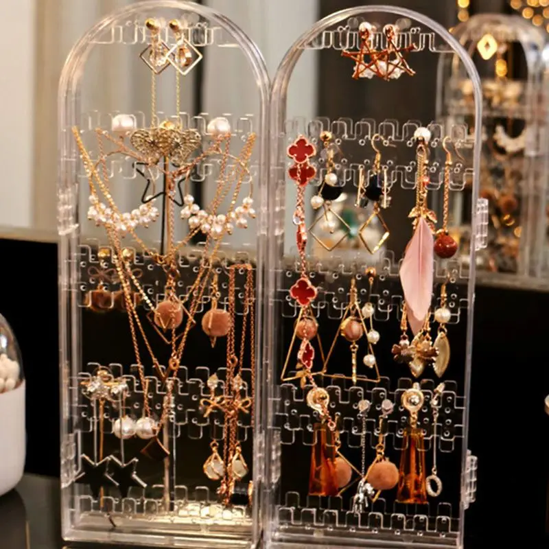 Пластиковая прозрачная витрина для сережек-гвоздиков складная сережек и