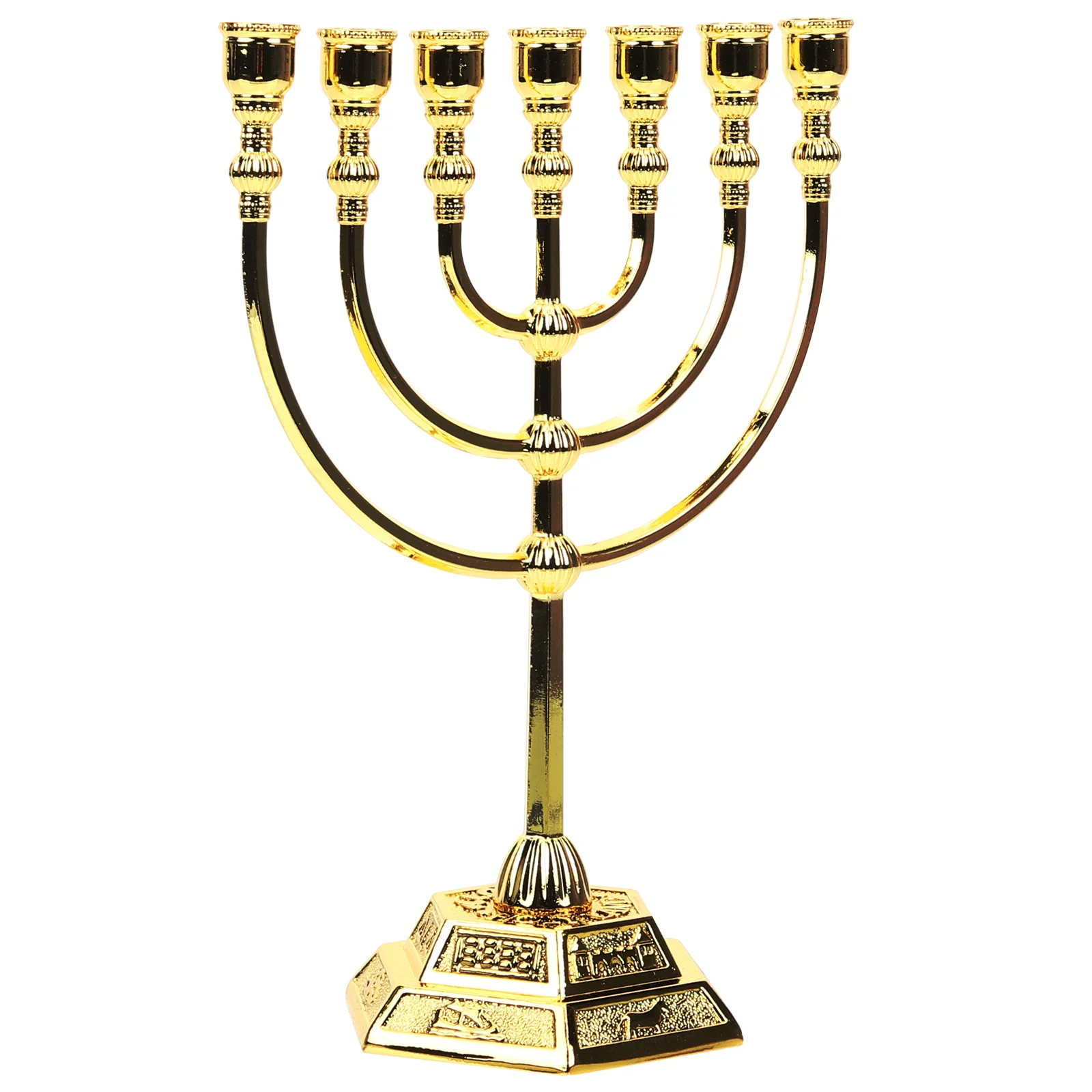 

Metal Israel Menorah Desktop Candlestick Hanukkah Candlestick 7-Branch Holder 7-Arms Candelabrum