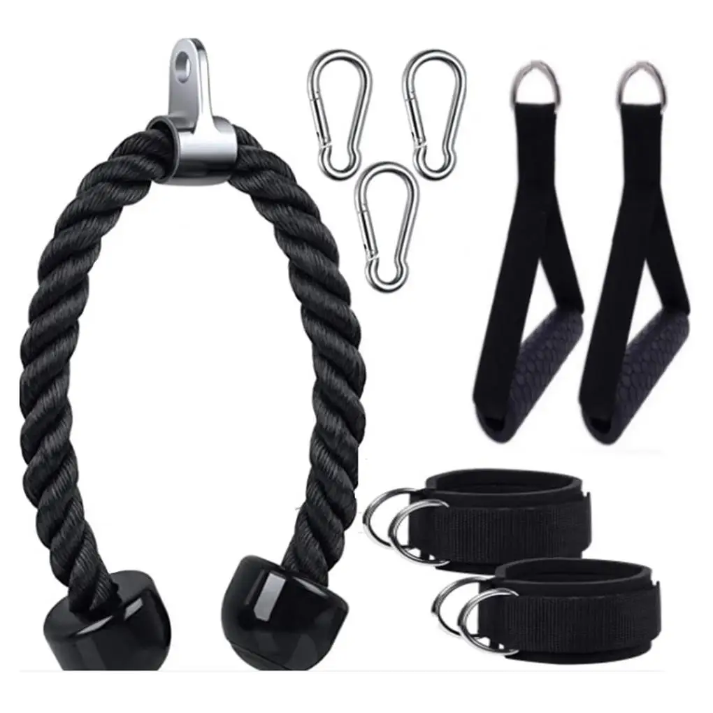 

Pull Rope Set Down Triceps Portable Ropes Biceps Muscle T-Bar Grip Cable Sturdy Gym Home Rowing Weight Workout