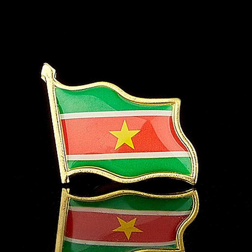 Южноамериканская Республика Суринам эмалированная Брошь Позолоченные булавки