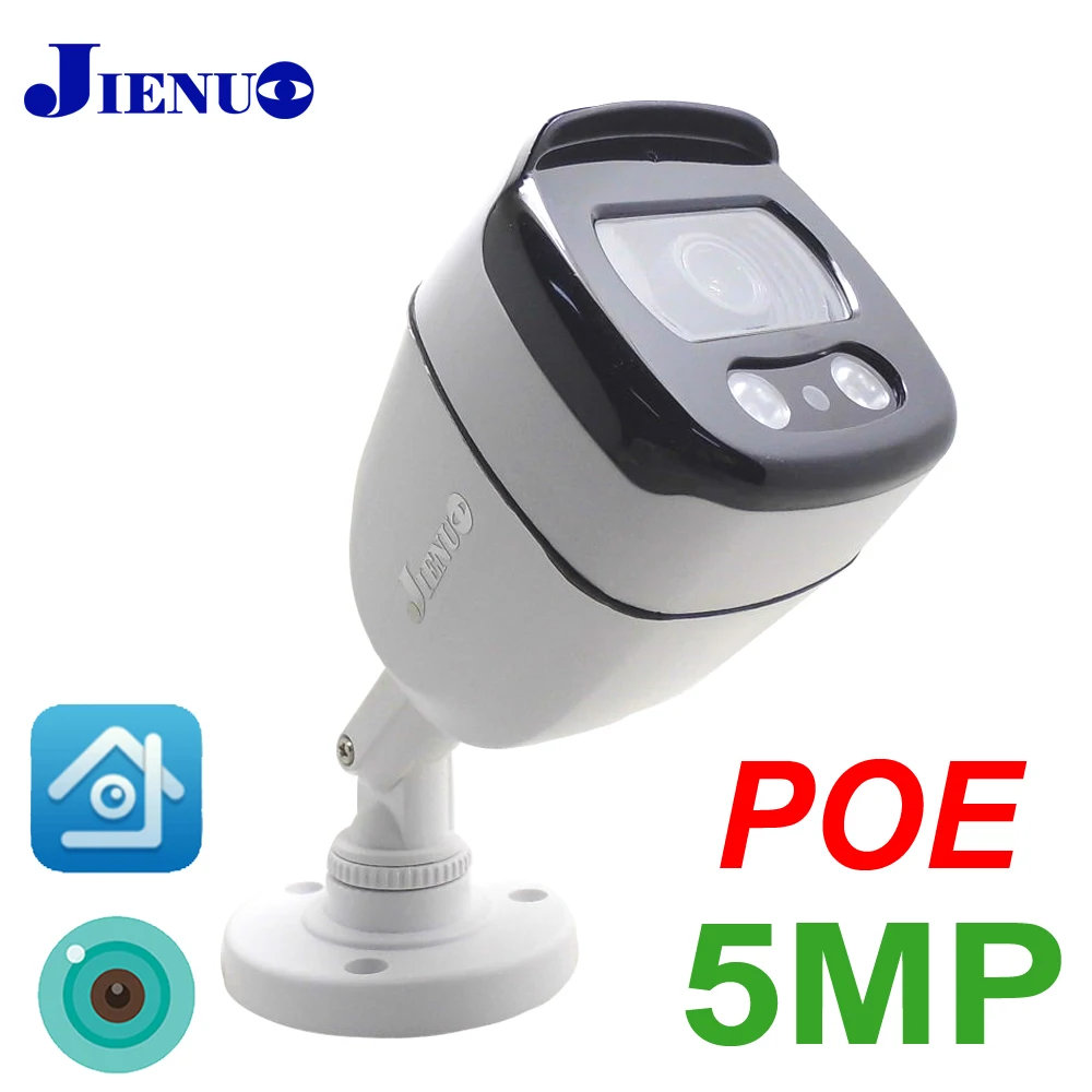 JIENUO 5MP HD POE IP Camera Cctv Security Surveillance ICSee Infrared Smart Video Outdoor Waterproof XMeye Audio IR Home Net Cam