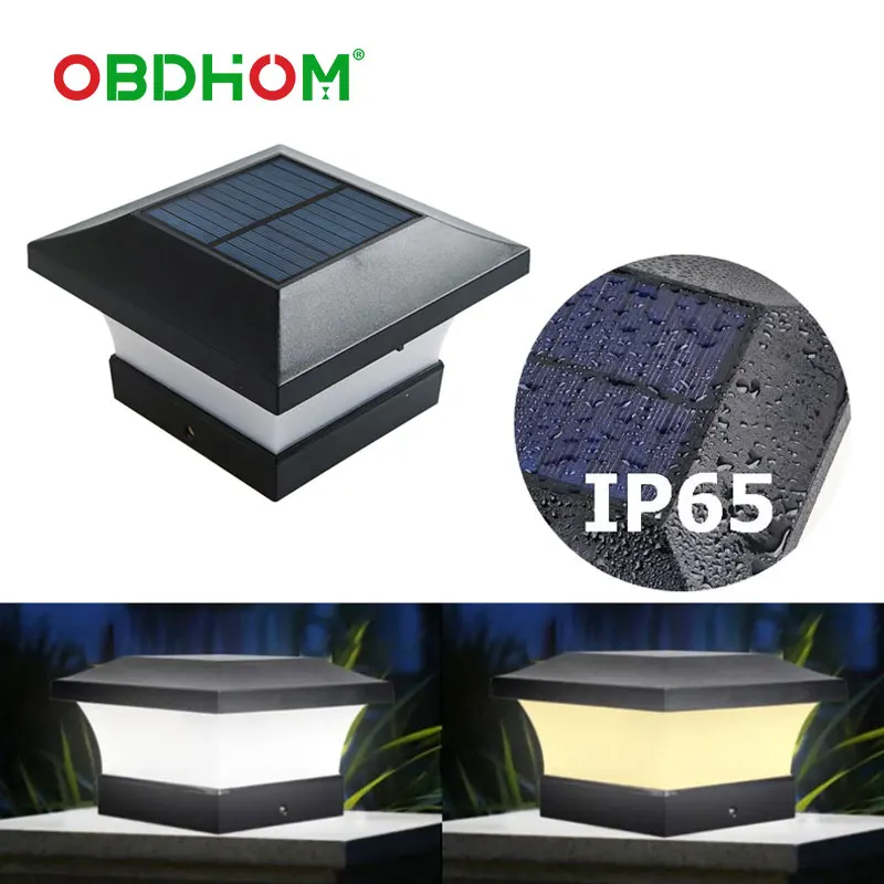 

LED Solar Powered Post Deck Cap Square Fence Landscape Lamp Light IP65 Waterproof Lamp Garden Veiw Decor Warm White Lamp