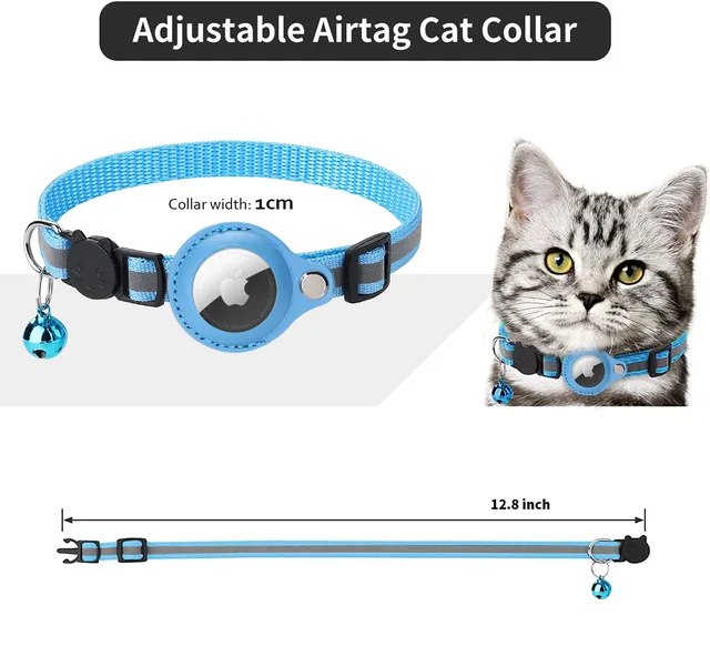 For Apple Airtag Case Cat Collar With Bell Reflective Nylon Collar For Dog GPS Finder Anti-lost Location Tracker Pet Products 4