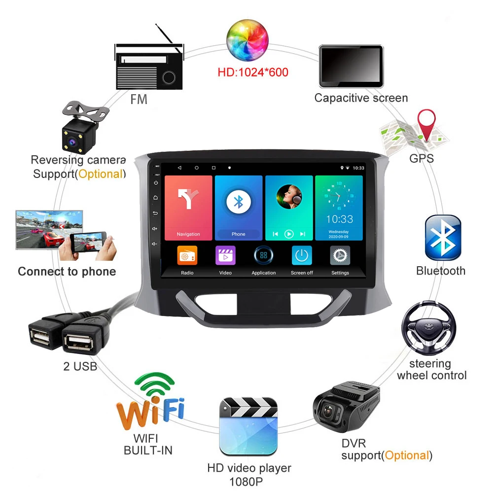 Автомагнитола для LADA XRAY 2015-2019 2 Din 4G Carplay Android автомобильное радио GPS магнитола FM