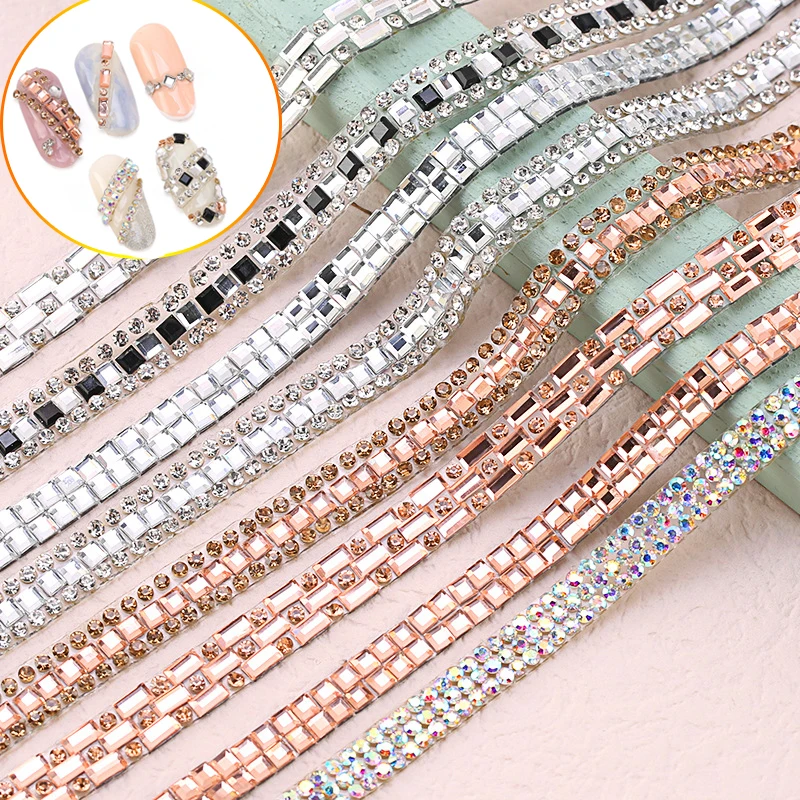 

18 Styles Long Crystal Pendant Chain 3D Charming Nail Rhinestone UV Polish Gel For Manicure DIY Nail Art Decor Jewelry 5cm
