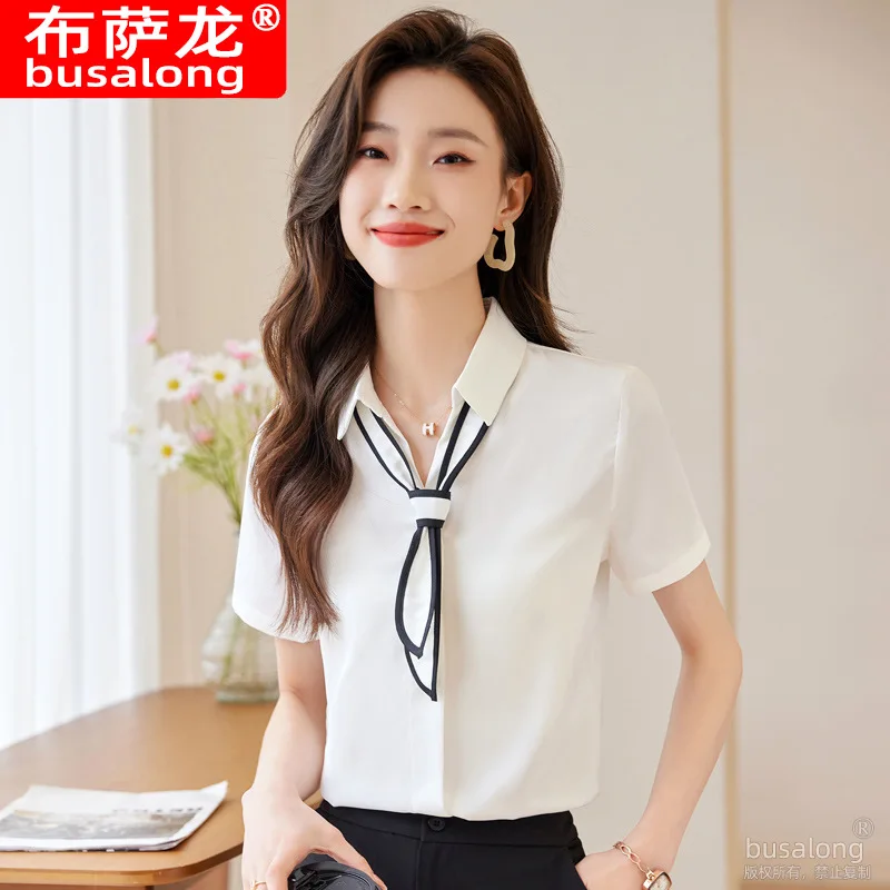 

Summer 2023 Short Sleeve Business Shirt Women's Business Suit Temperament Slim-Fitting Work Clothes Business Formal Wear Workwea