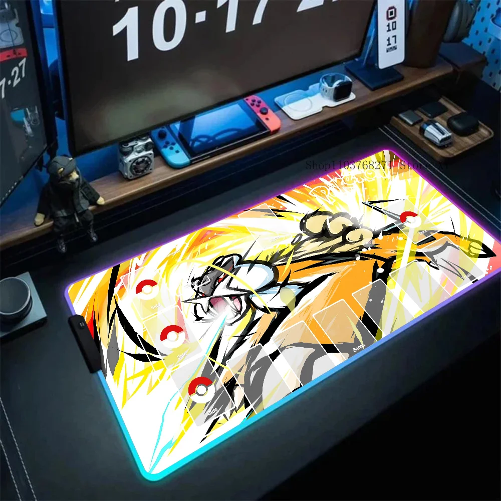P-Pokemon Anime Game Play Mat Tcg Mousepad XXL RGB Gaming Mouse Pads HD Gamer Accessories Large LED