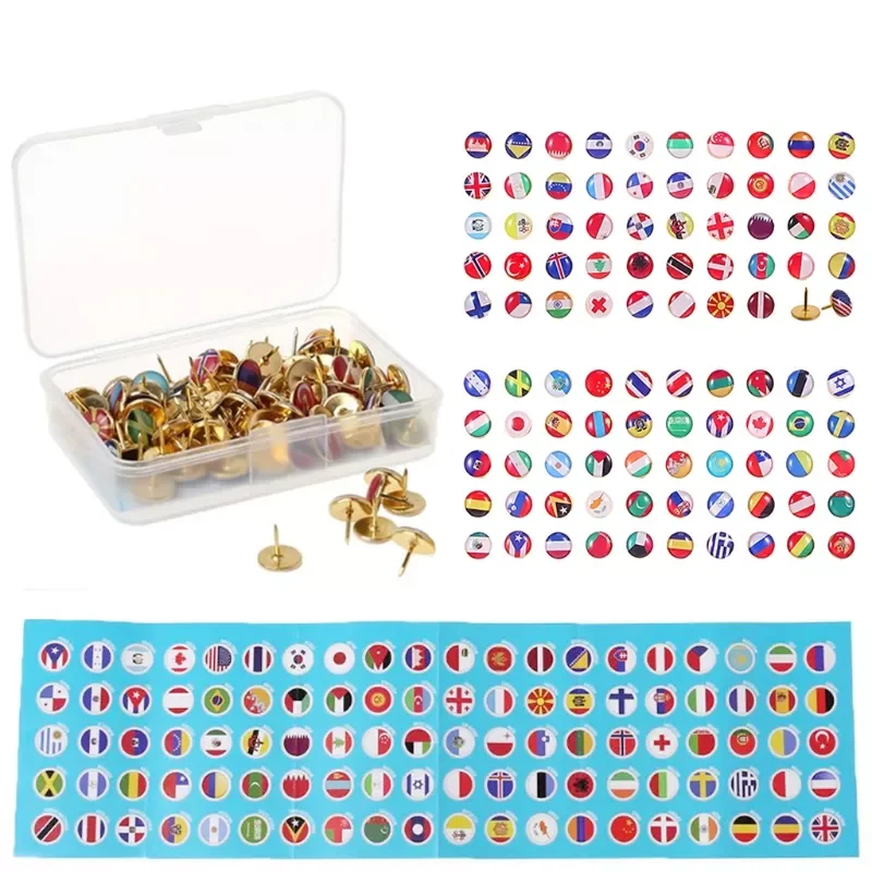 

Push Pins National Flag Thumb Tacks Country Map Push Pins for Bulletin Board, Map, Office (Assorted Countries Pattern, 194 Piece