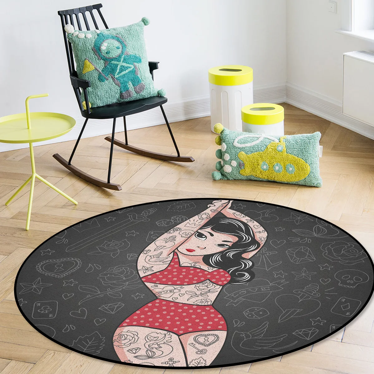 

Girl Love Roses Round Carpets for Entrance Home Modern Decoration Carpet for Bedroom Rug In The Living Room Bath Mat