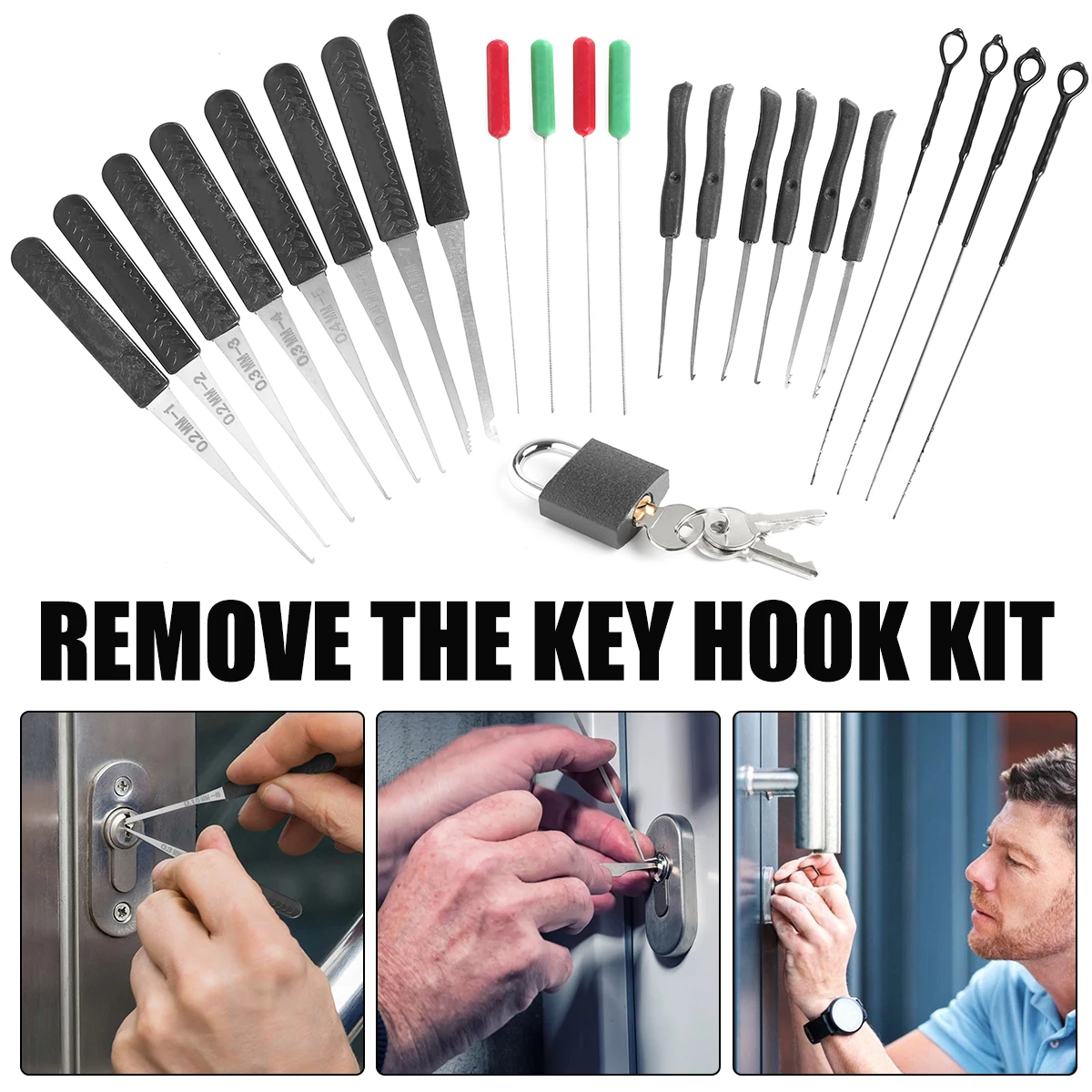 

22Pcs Broken Key Extractor Kit Locksmith Hand Tools Reusable Professional Locksmith Tool Removal Hook Portable Broken Key Auto