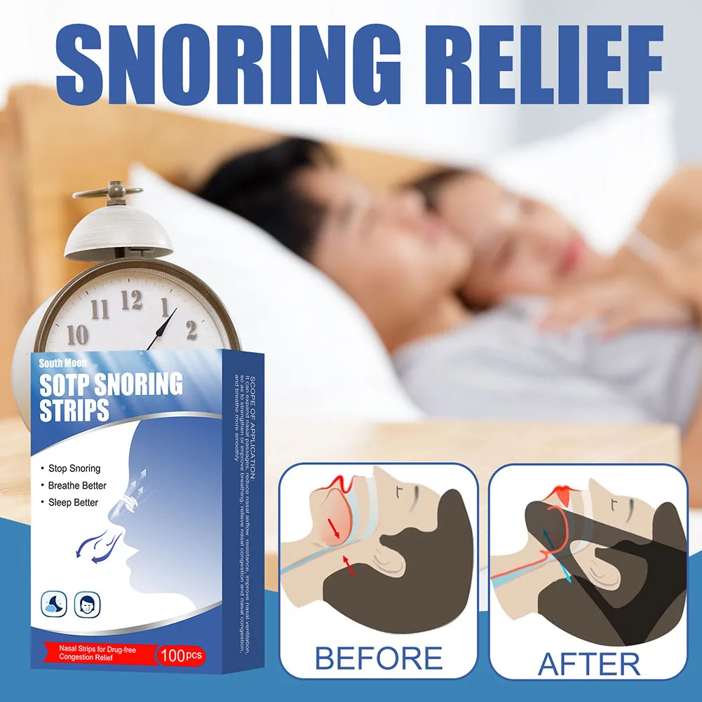 

50/100pcs/Box Anti Snoring Nasal Stickers Easier Better Breathing Nasal Strips Improve Sleep Reduce Snoring Health Care Supplies