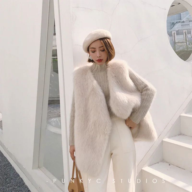 Fall/Winter Fur Vest Midi Women's Hair Vest Young Fashion Womenswear Luxury Coats Veste Femme Jackets Faux Fur Coat for Women