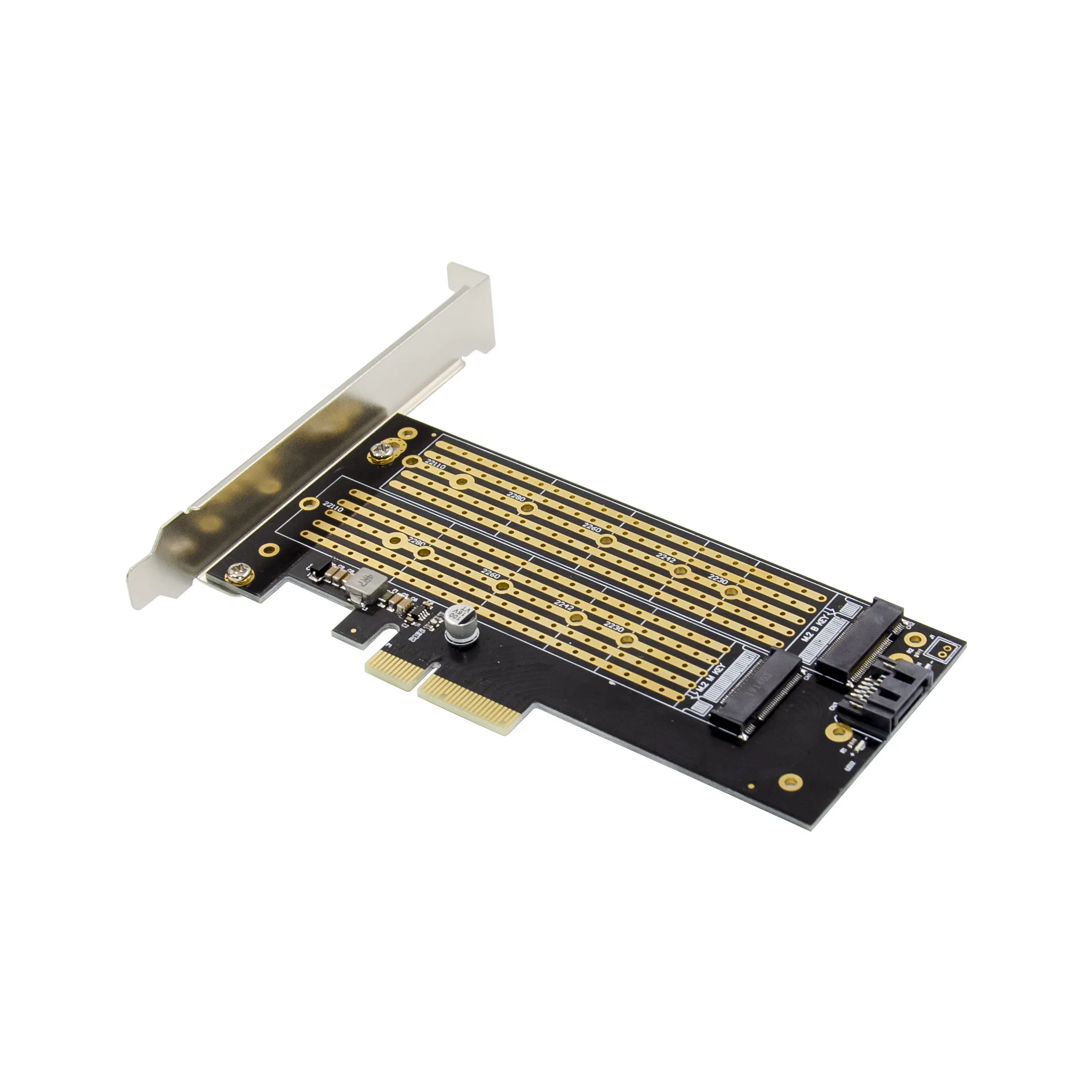 Адаптер JEYI SK6 M.2 Dual PCIE 4.0 для NVMe / NGFF SSD NVME (m Key) и SATA (b — слот PCIe x4 X8 X16