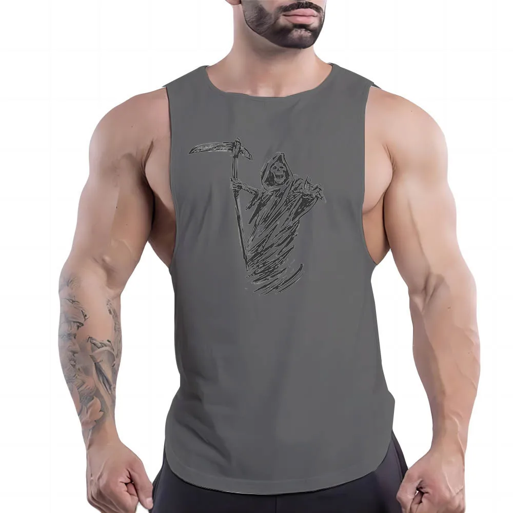 

Four Seasons Halloween Outdoor Basketball Adult Youth Men Exercise Muscle Gym Sports Vest 2d Printed Ghost Knife Costume