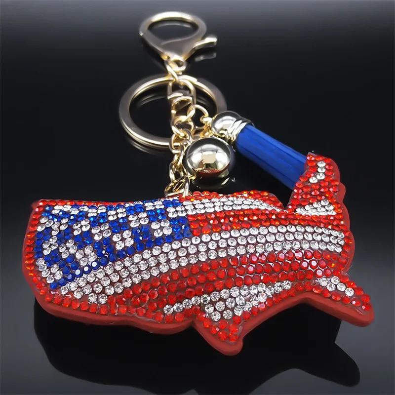 Брелок с американским флагом для женщин и мужчин брелок ключей золотого цвета