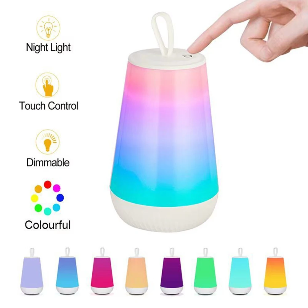 

Atmosphere Outdoor Camping USB Rechargeable Sleeping RGB Colorful Portable Home Office For Bedroom LED Night Light Touch Control