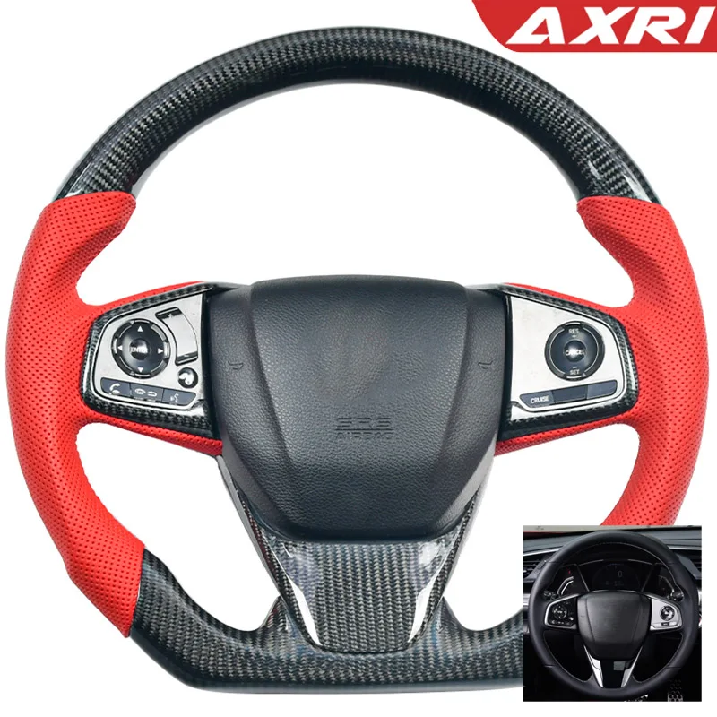 Руль из углеродного волокна ручной работы на заказ перфорированная кожа для Honda