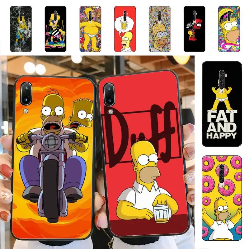 

YNDFCNB Funny Cartoon Homer Family Phone Case for Vivo Y91C Y11 17 19 17 67 81 Oppo A9 2020 Realme c3