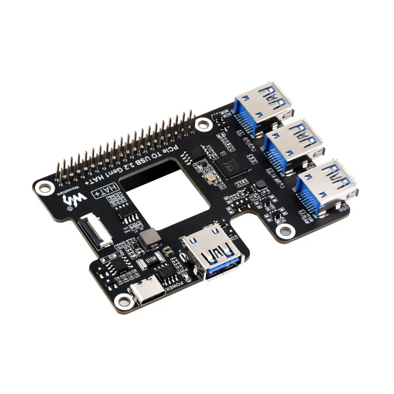 Фото PCIe To USB 3.2 Gen1 HAT для Raspberry Pi 5, PCIe to USB HUB, 4 высокоскоростных USB-порты, без драйверов, plug and play №5