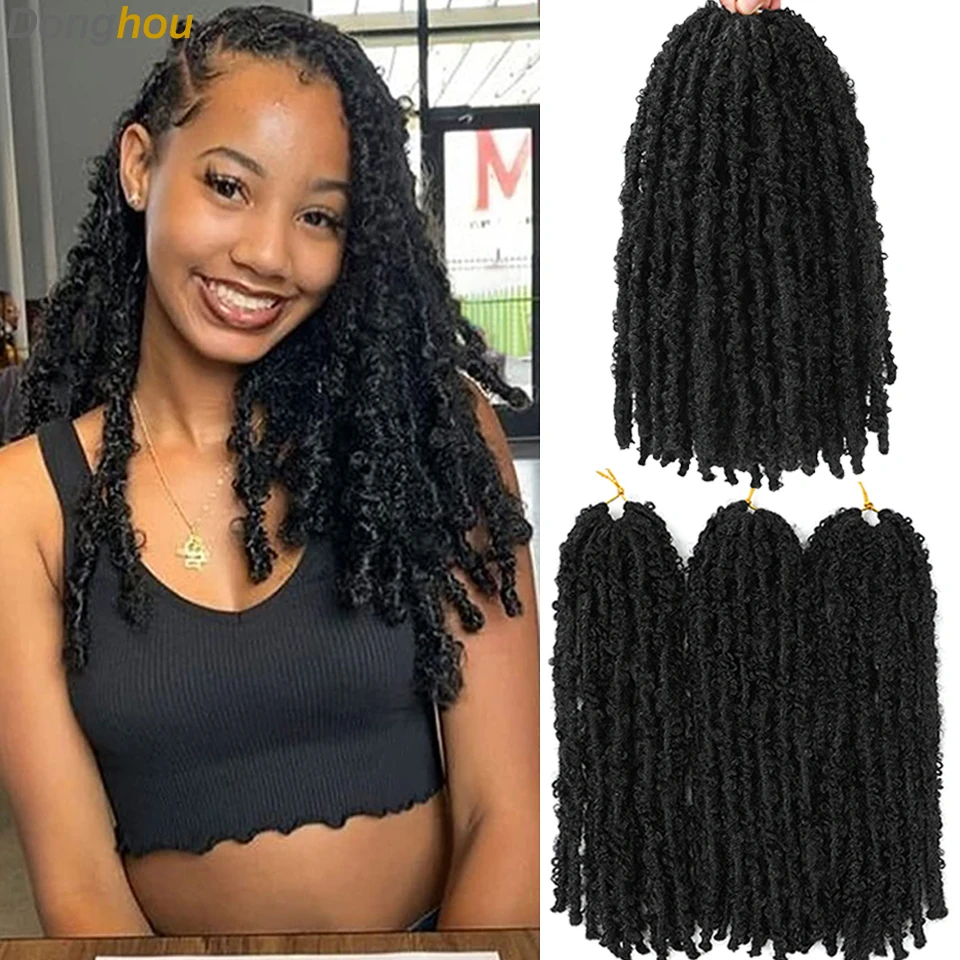 12 14 Inch Short Butterfly Locs Crochet Hair Ginger Burgundy Bob Distressed Locs Crochet Braids Messy Butterfly Twist Locs Hair