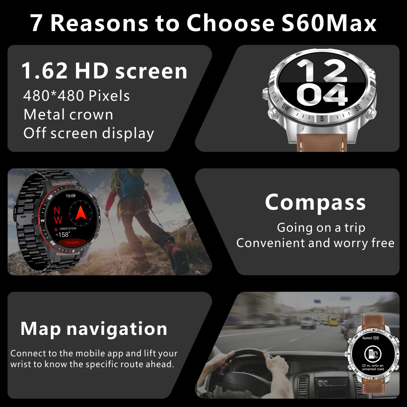 Спорт на открытом воздухе для мужчин 1 62 &quotСмарт-часы Компас Карта NFC Голосовой