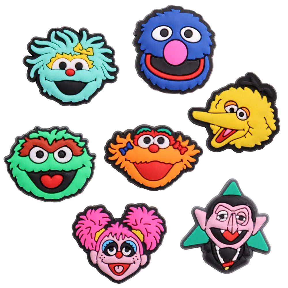 

1-7PCS PVC American Cartoon Croc Jibz Buckle Fit Wristbands Hole Slipper Decoration Silicone Croc Slipper Accessories