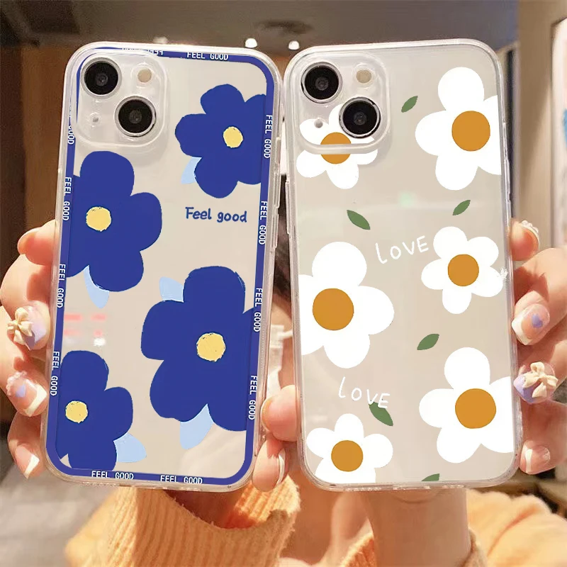 

Simple Cute Flower Petal For Apple iPhone 13 12 11 Pro Max Mini X XR XS Max SE 6 6S 7 8 Plus Clear Phone Case Carcasa Cover