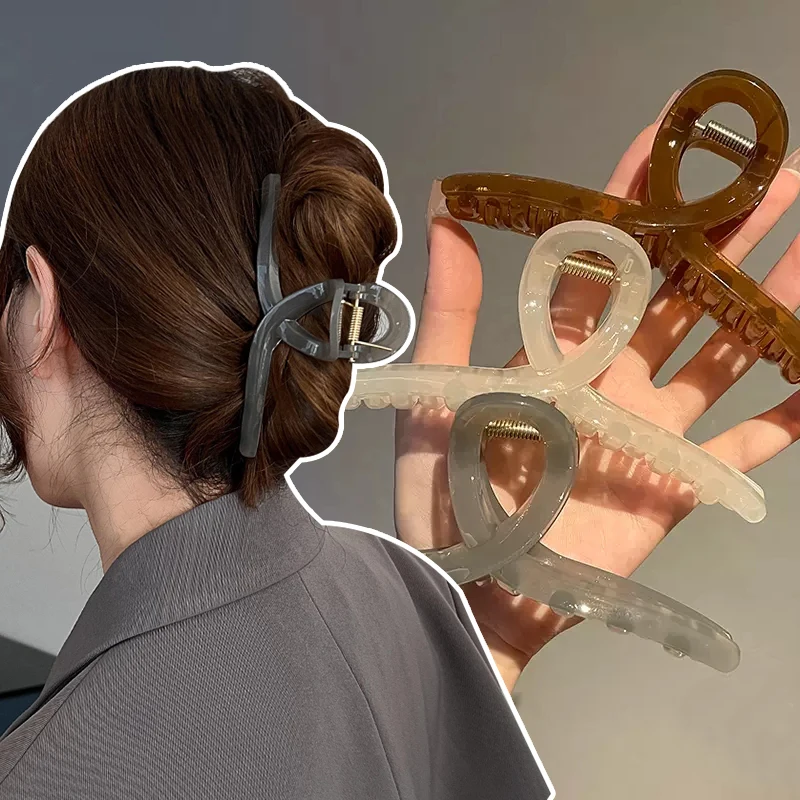 

New Fashion Hair Claw Clip Women Girl Plastic Transparent Hair Claws Oversize Ponytail Claw Clip Crab Hair Accessories Headwear
