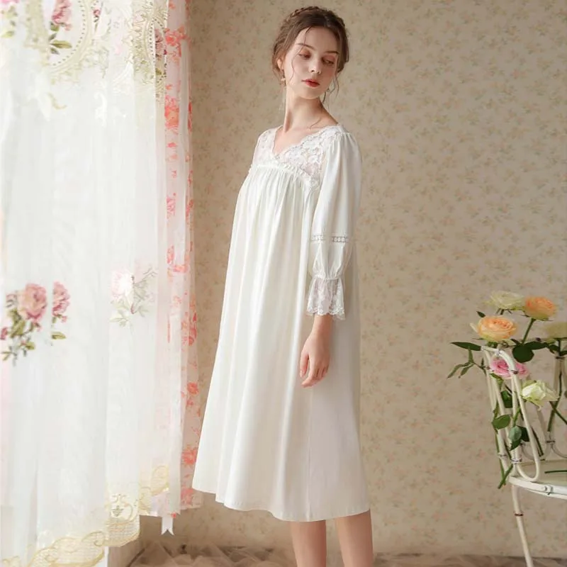 Roseheart Women Homewear Sexy Sleepwear Night Dress Lace Nightwear Luxury Nightgown Female Gown Robes Plus Size Nightdress