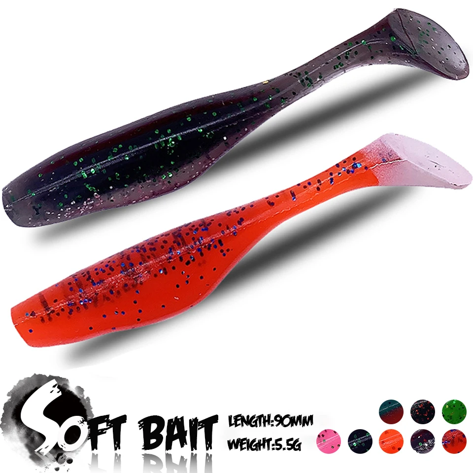 

1Pcs 90mm/5.5g Headless Soft Bait T-tail Artificial Silicone Fake Lurea Bionic Wobblers Swimbait For Trout Fishing Tackle