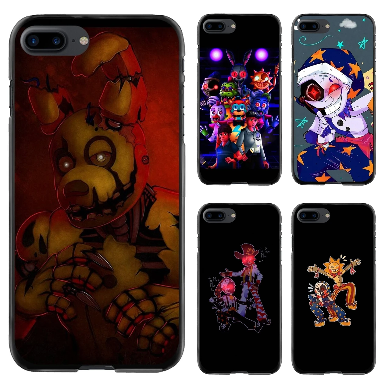 

For iPod Touch iPhone 11 12 Pro MAX 4S 5 5S SE 6 6S 7 8 Plus X XR XS Hard Black Skin Case FNAF Sundrop Horror Video Game