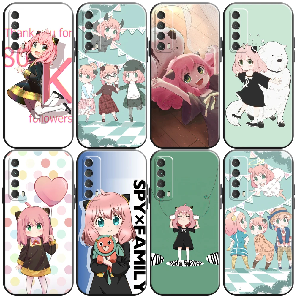 

NSPY×FAMILY Anime Japan Phone Case For Huawei Honor 7 8 9 7A 7X 8X 8C V9 9A 9X 9 Lite 9X Lite Back Liquid Silicon Black Soft