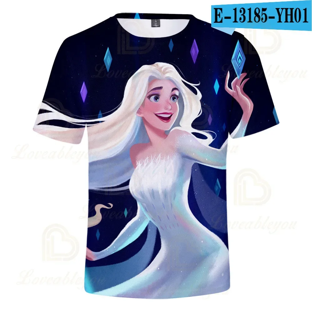 Летняя футболка для маленьких девочек Волшебная мультяшная Анна Эльза хлопковая