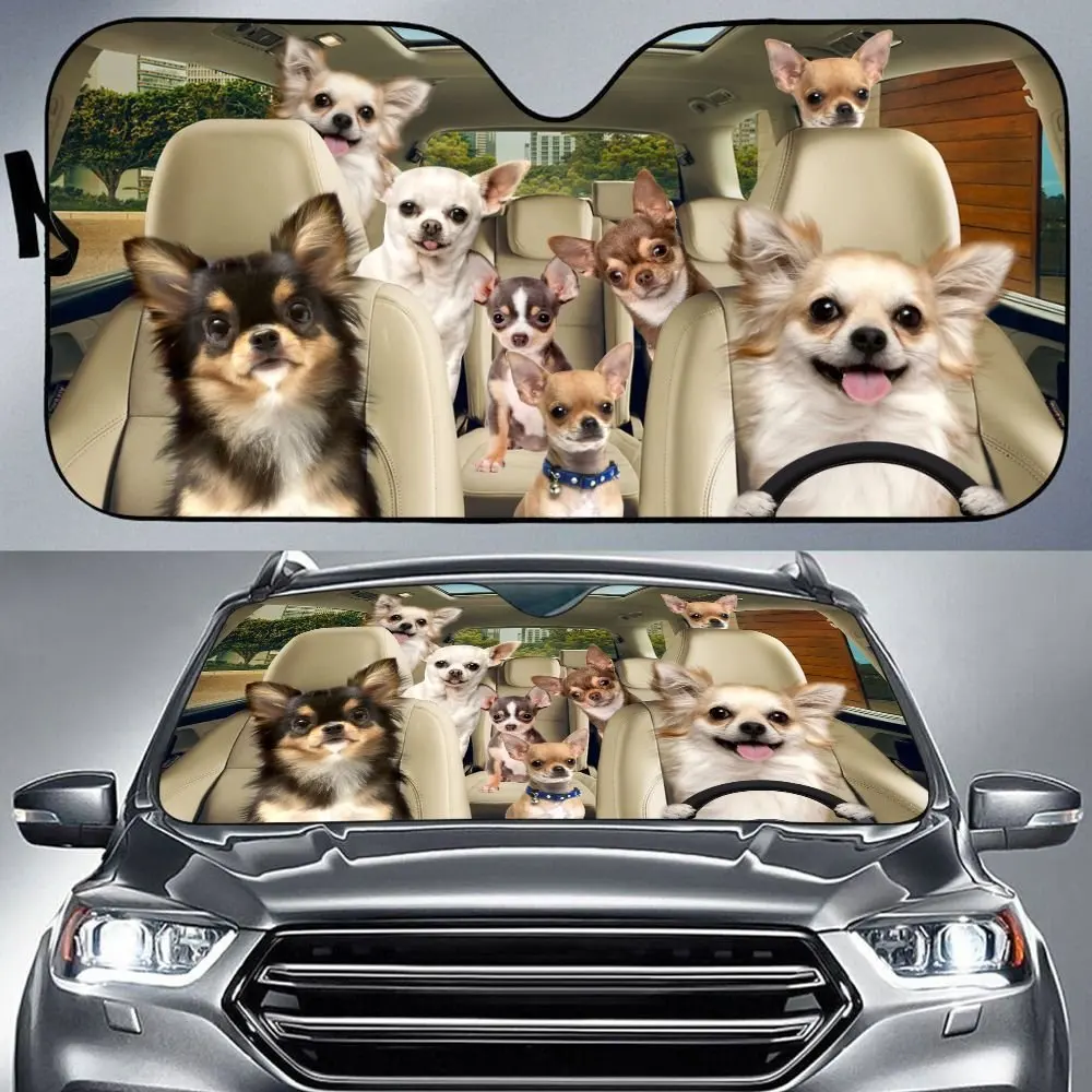 

Автомобильный солнцезащитный козырек для чихуахуа, лобовое стекло для чихуахуа, семейный козырек для собак, автомобильные аксессуары для собак, украшение автомобиля, подарок для любителей чихуахуа