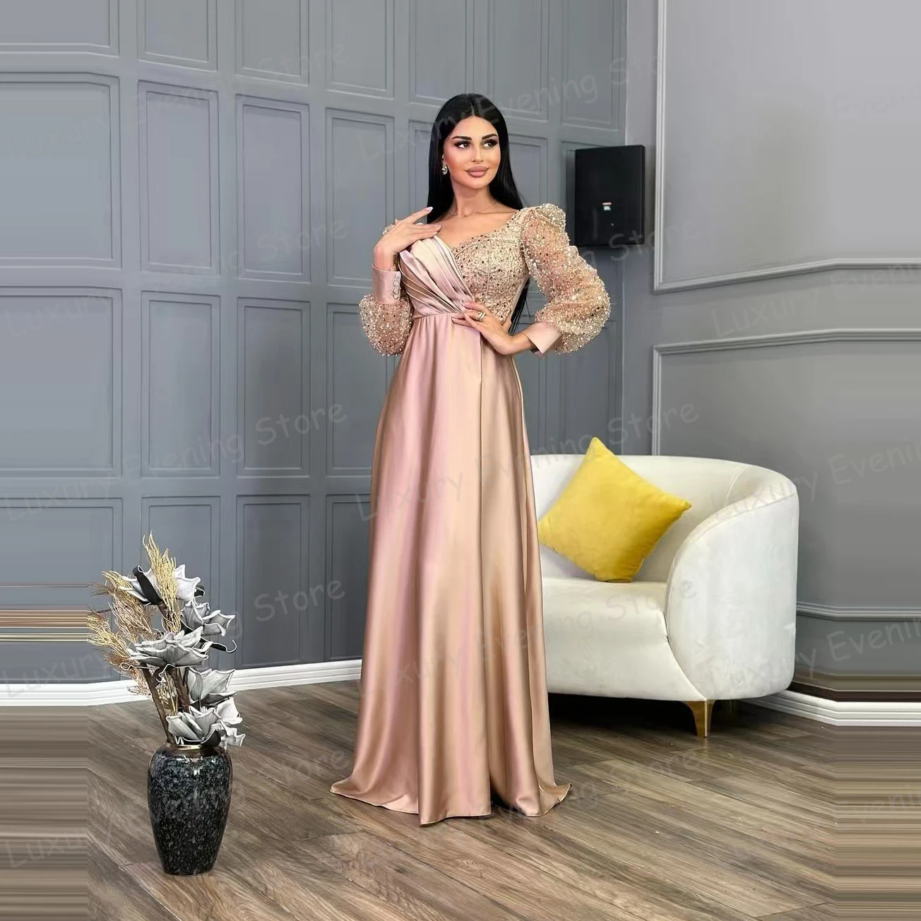 Великолепные вечерние платья с блестками женские трапециевидные для выпускного