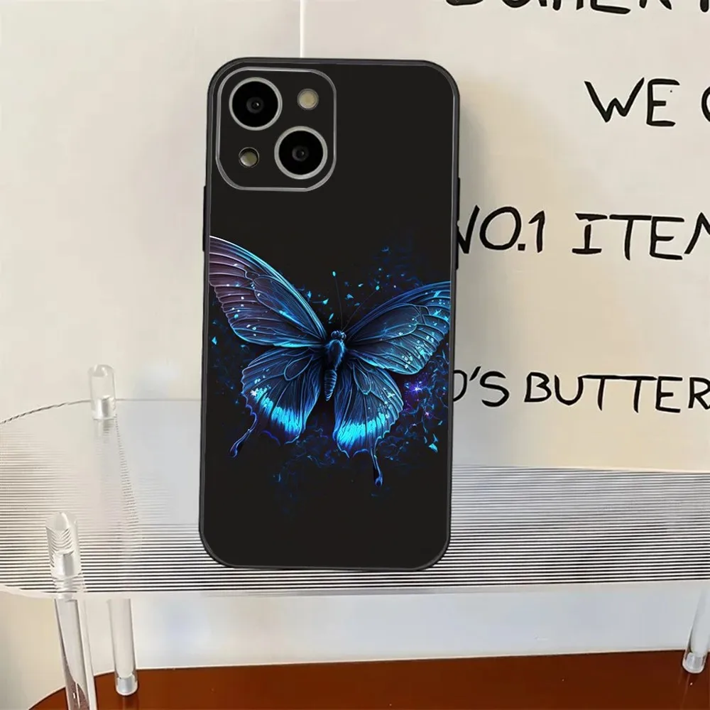 Красивый чехол для телефона с синей бабочкой iPhone 11 12 13 14 15 XS XR X Mini Pro Max Plus Shell