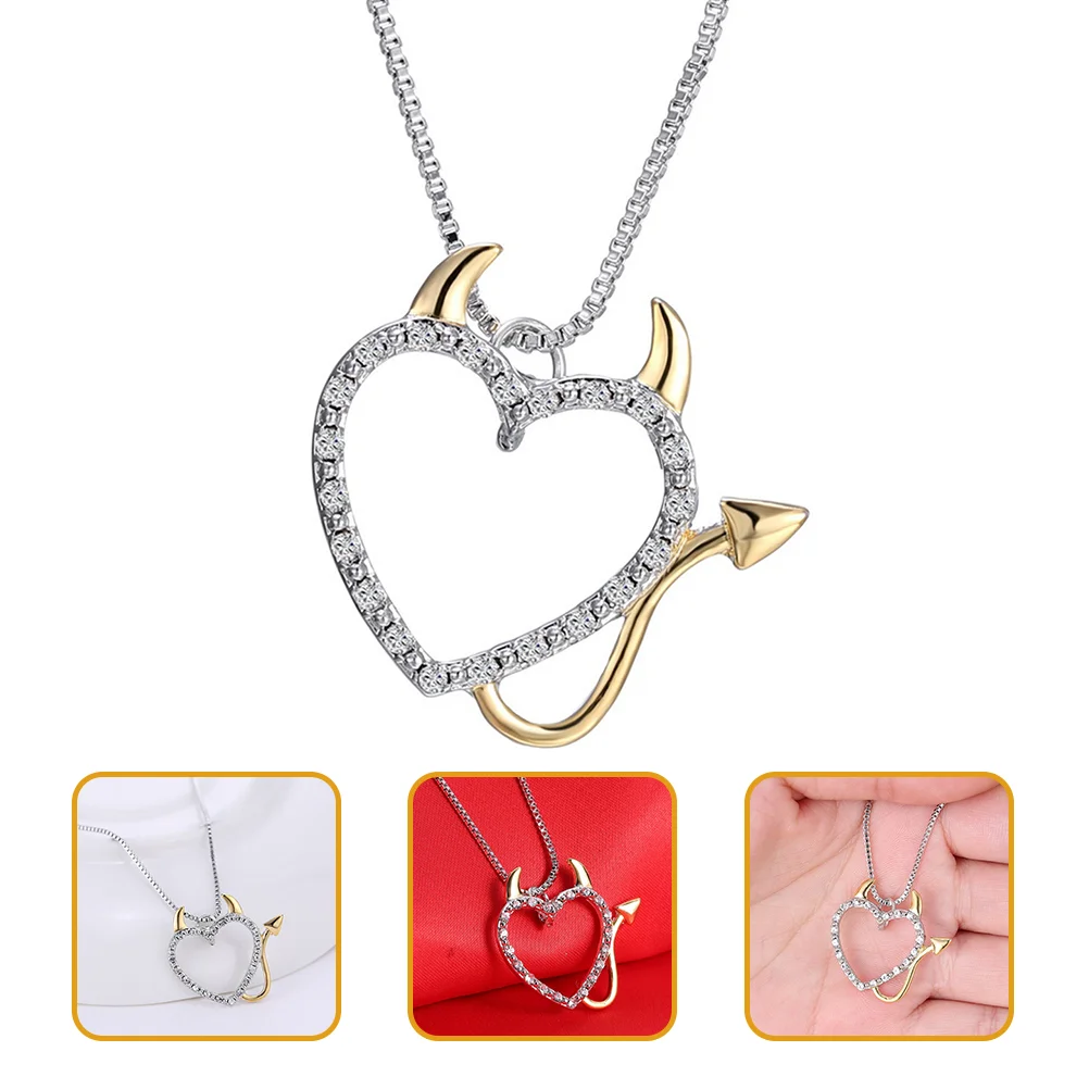 

Necklacechain Heart Girlsneck Pendant Jewelry Claviclegothic Hop Hip Delicate Rhinestone Necklacesangel Wing Metal Love Street