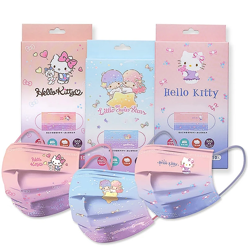 

50 шт./корт. Sanrios Hellokitty Maskat Little Twin Stars My Melody Новый градиентный цвет мультфильм одноразовая Защитная маска для лица