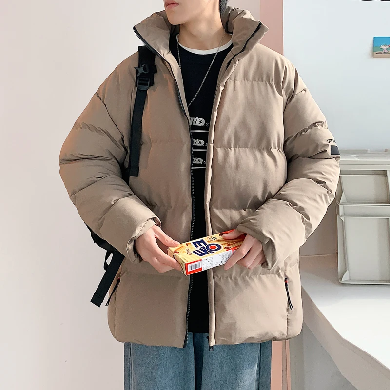 EOENKKY/3 Color Large Size Men's Warm Thicken Jackets Fashion Casual Stand Collar Male Parkas Winter New Unisex Clothing M-5XL