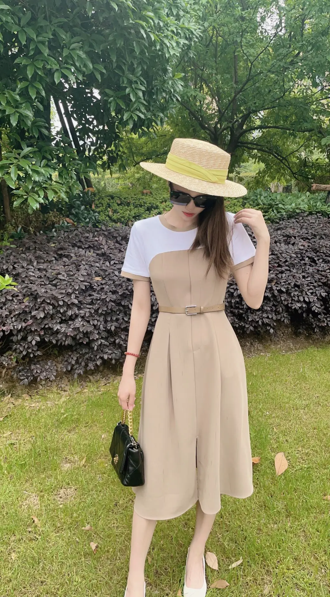 

2023 spring and summer women's clothing fashion new Color-matching dress 0526