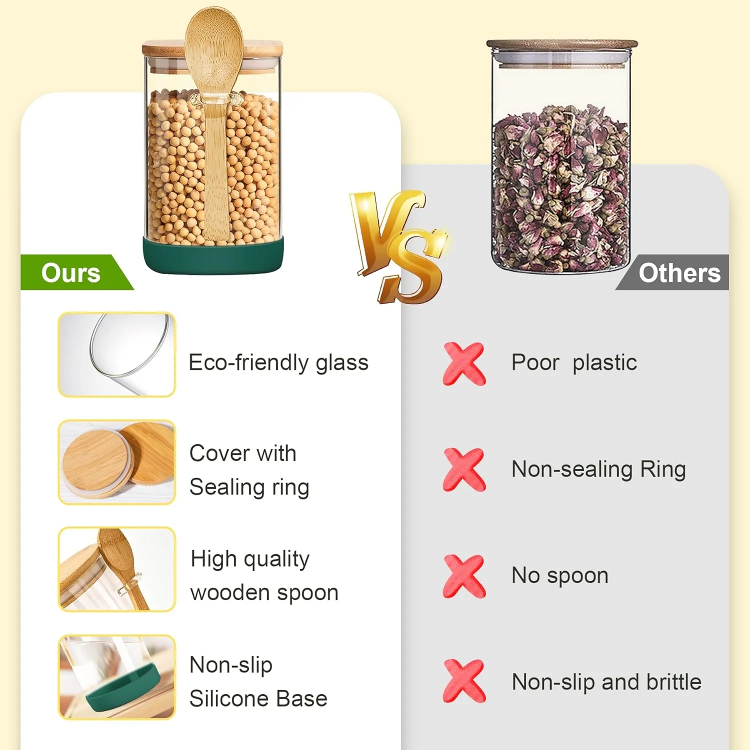 Стеклянная банка с крышкой 4 упаковки прозрачных герметичных стеклянных