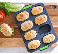 8 grid silicone oval baking tool baguette mold french diy small bread baking pan mold non stick cooking accessories molds