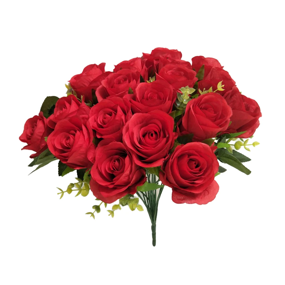 

18Head Rose Artificial Flower European Wedding Bridal Bouquet Boda Home Decora Silk Rose Flower Women's Valentine's Day Gift