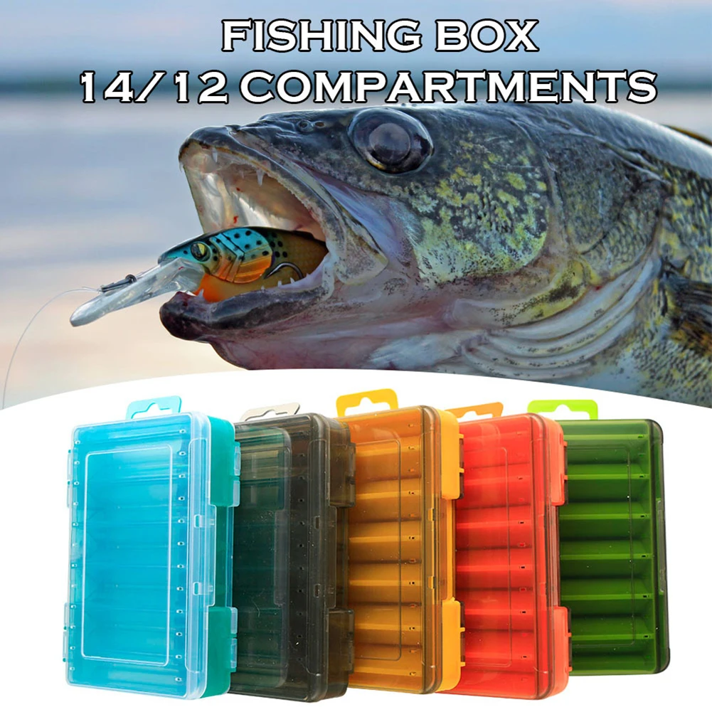 

Waterproof Fishing Tackle Box Clear Lid 12 Compartments Bait Box Black/Yellow/Green/Orange/Transparent Blue Fishing Accessories