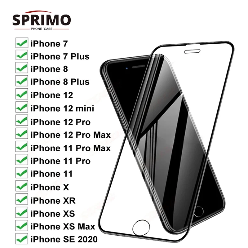 

Противоударное защитное стекло 2000D для iPhone 7, 8 Plus, SE, 2020, 12 mini, 11 Pro, XS Max, X, XR