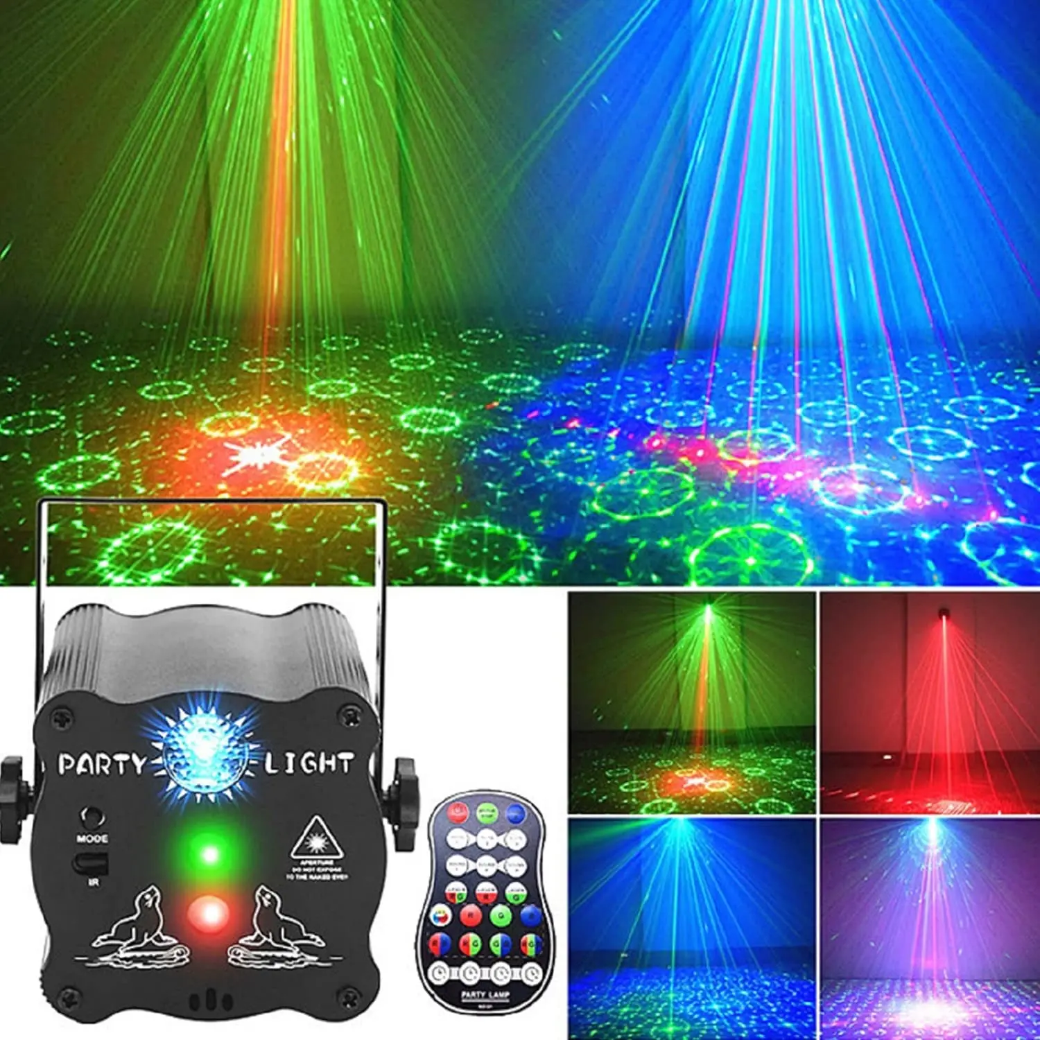 

Eloovve Party Lights DJ Disco Lamp, Multi Pattern Voice Activated Laser Flash Stage Projector for Club, Small Event,Dance Floor
