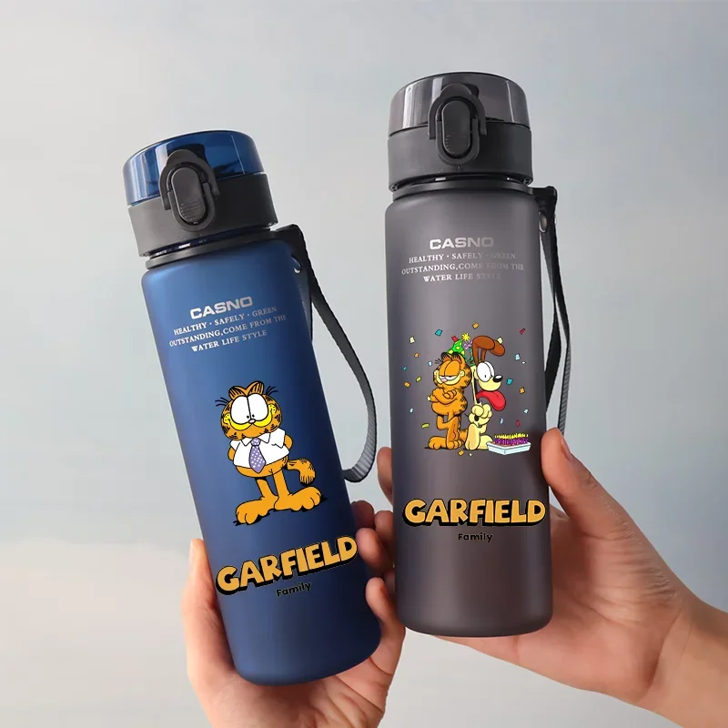 560ML Children's The Garfield Show Leak Proof Water Cup Outdoor Travel Portable Large Capacity Plastic Bottle